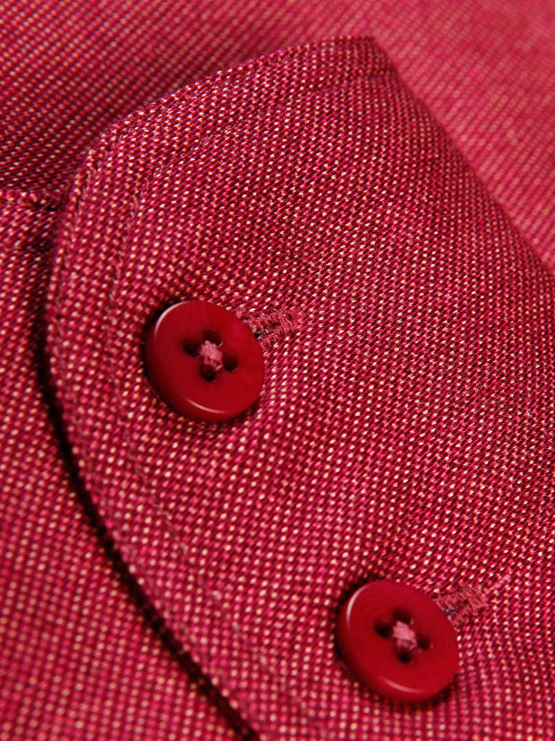 cyclamen textured cotton nehru-collar shirt
