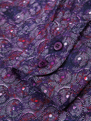 chemise à col nehru en popeline de coton à volutes