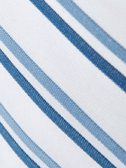 chemise à col nehru en toile de coton à rayures bicolores