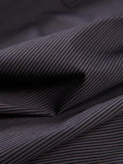 black striped cotton poplin nehru-collar shirt