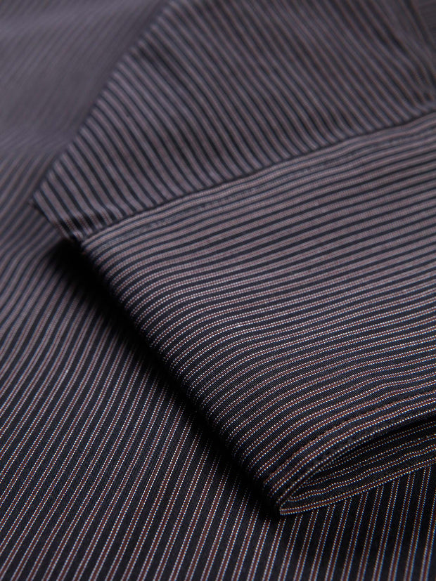 chemise à col nehru en popeline de coton à rayures noires