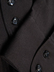 chemise à col nehru en jersey de laine noir