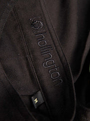 chemise à col nehru en jersey de laine noir