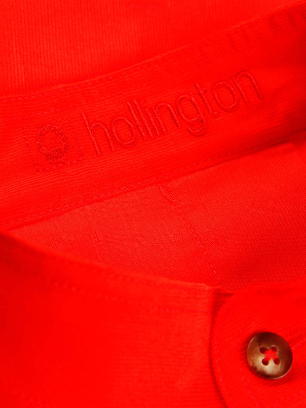 chemise à col nehru en babycord orange