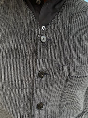 stretch velvet with fine stripes patch-pocket waistcoat