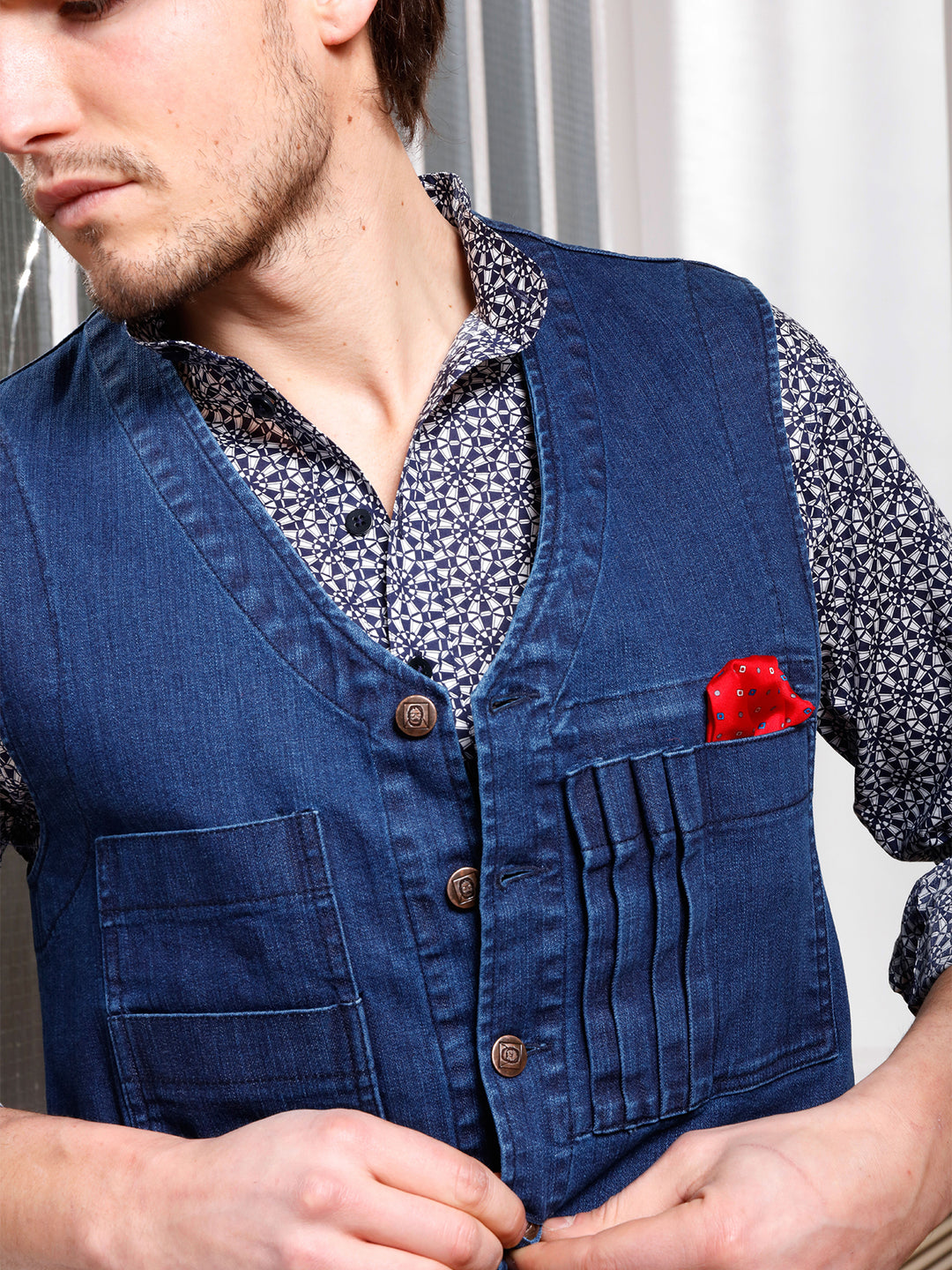 Gilet De Protection équitation Hilason Bull - Denim Bleu - Taille M - Bronc Riding