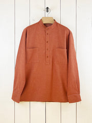 chemise à col nehru coton gratté cuivre