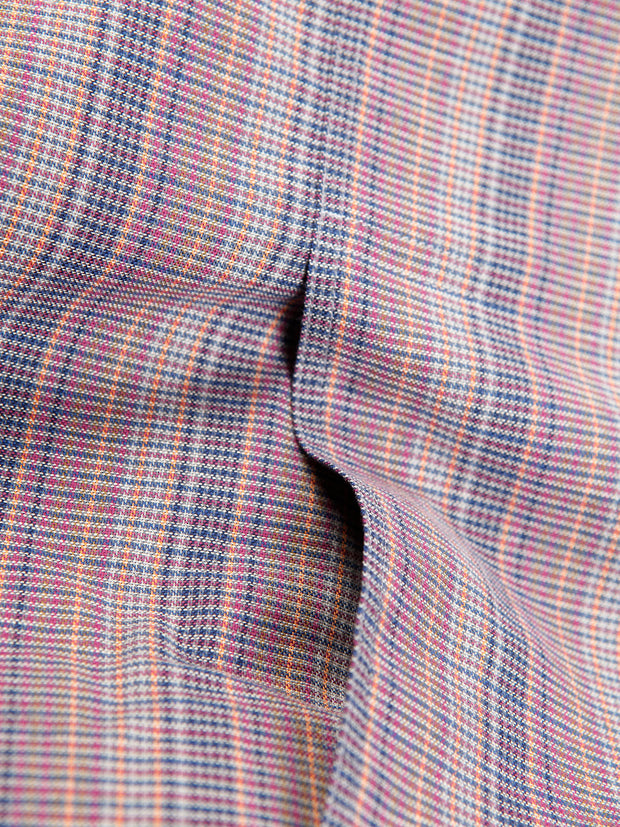 chemise deauville à manches courtes en voile de coton blue tartan