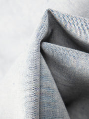 blue mottled cotton and linen canvas nehru-collar shirt