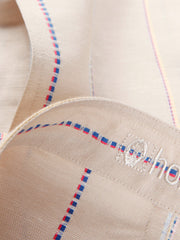 chemise à col nehru en toile mixte à rayures fantaisie
