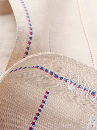 chemise à col nehru en toile mixte à rayures fantaisie