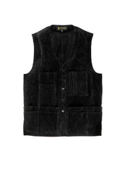 black corduroy with large ribs 20-pocket waistcoat