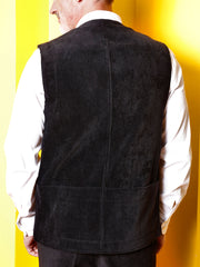 black corduroy with large ribs 20-pocket waistcoat