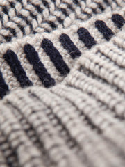 porridge on navy Fisherman rib crew neck jumper
