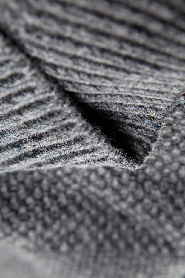 granite polo-neck jumper with ribbed shoulders