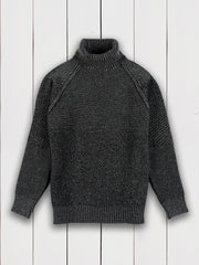 granite polo-neck jumper with ribbed shoulders