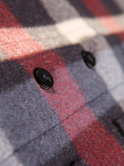 gilet à poches plaquées en drap de laine à carreaux bleus