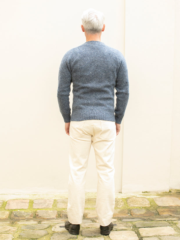 pull à col rond en laine mérinos blue denim