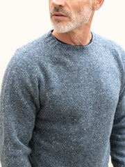 pull à col rond en laine mérinos blue denim