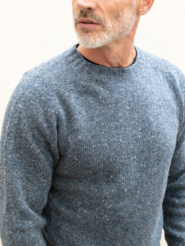 pull à col rond en laine mérinos blue denim