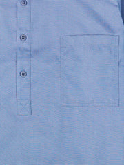 chemise deauville à manches courtes en toile pur coton blue pinpoint