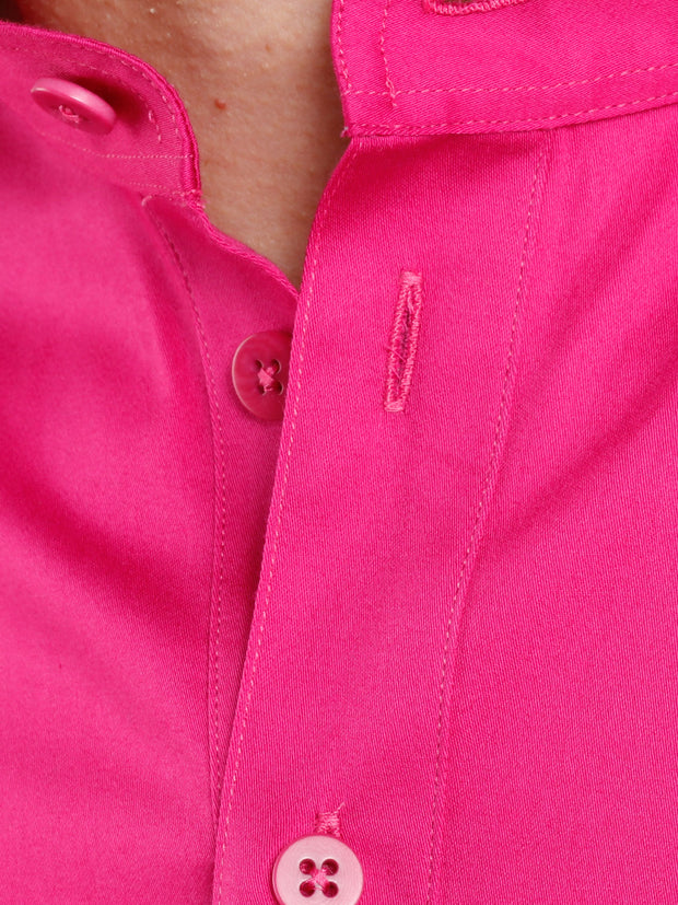 nehru-collar shirt in fuchsia cotton