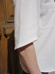 chemise deauville à manches courtes en jersey blanc cassé à boutons framboise