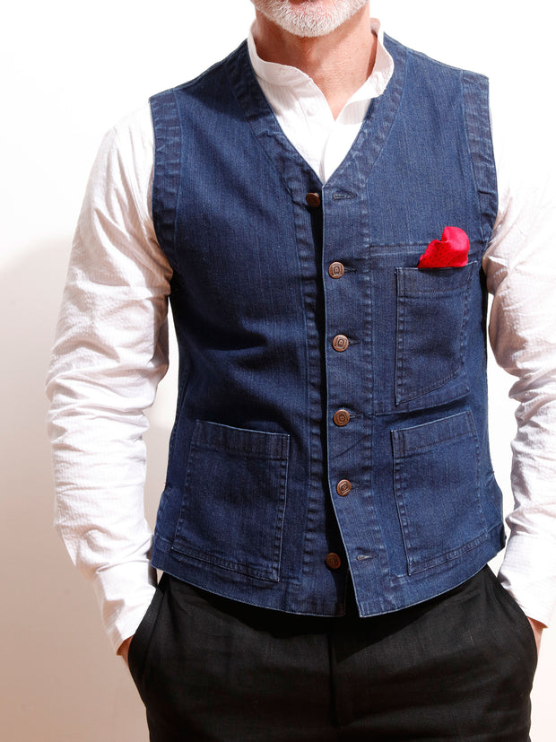 KUDORO Gilet Homme Denim Déchiré Vintage - Veste Sans Manches Jeans Motard Style Urbain