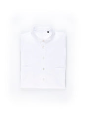 chemise à col nehru en popeline blanche de luxe