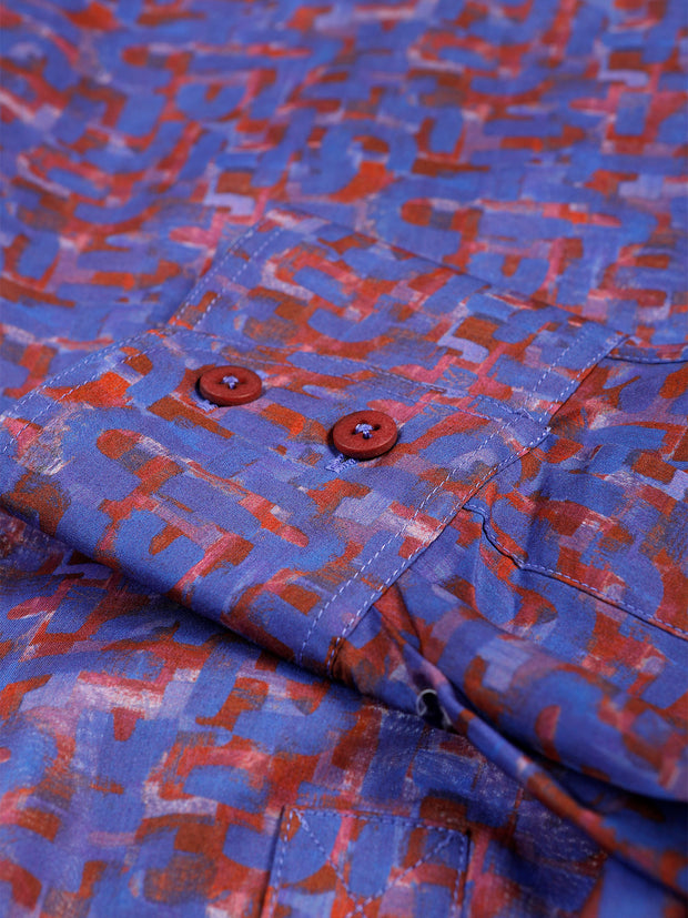 chemise à col nehru en coton liberty® abstrait