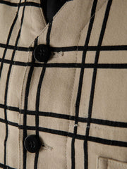gilet à poches plaquées en jacquard de lin et coton tartan "anni albers"