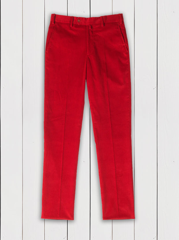pantalon bari en velours milleraie rouge