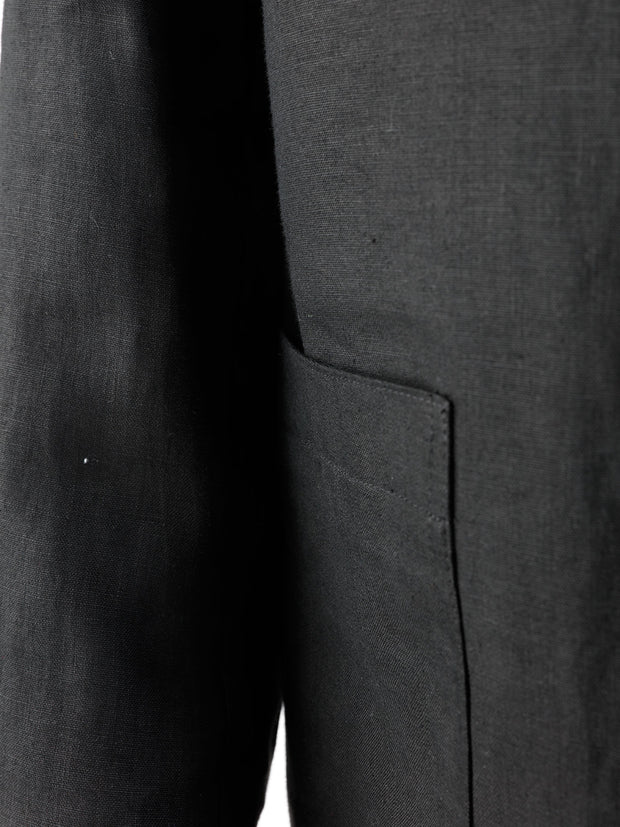 veste tyrol ajustée en toile pur lin noir très légère