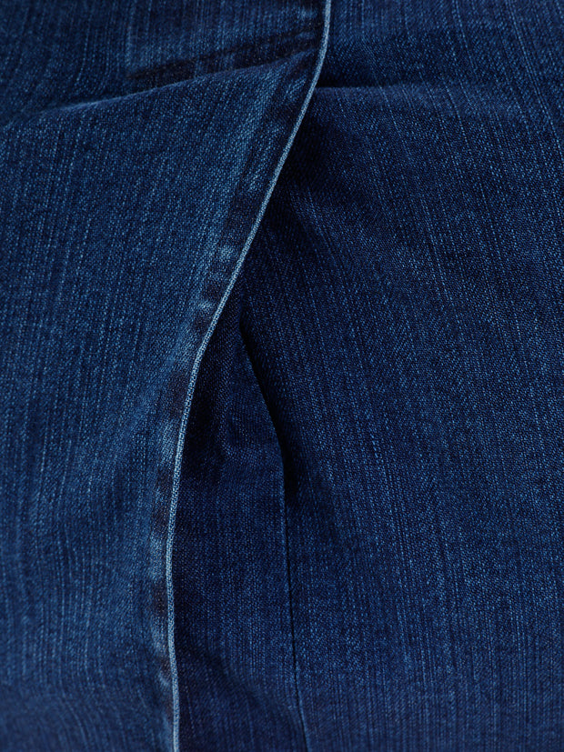 veste lyon à col charpentier en denim indigo extensible bleu