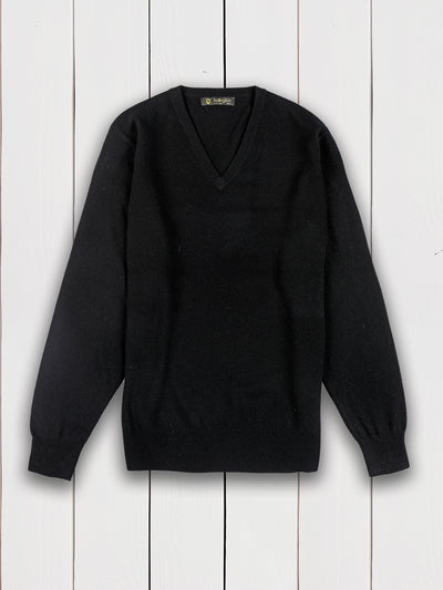 alan paine V-collar jumper in black-color geelong 