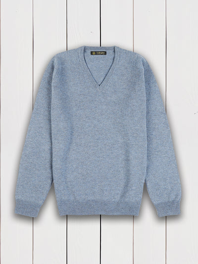 alan paine V-collar jumper in wave-colour lambswool 