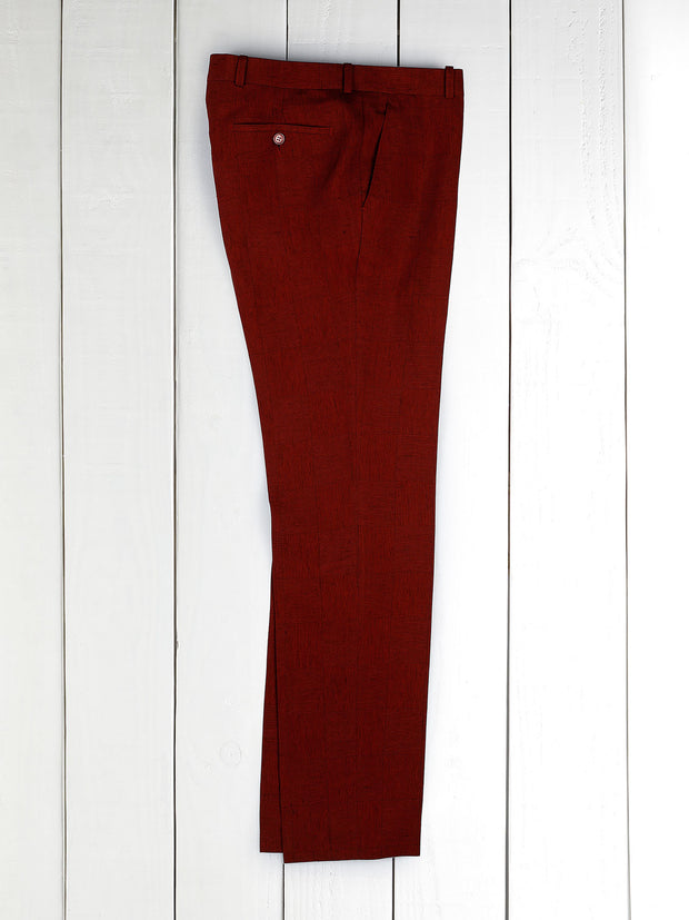 pantalon siza coupe italienne en toile de viscose et lin bourgogne