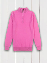 rose-petal half-zip cashmere jumper