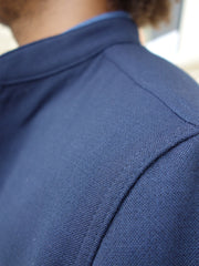 double-sided navy wool on royal stripes slim nehru-collar savoie jacket