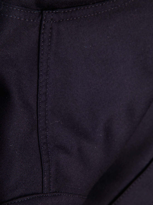 veste savoie ajustée à col nehru en laine extensible bleu marine
